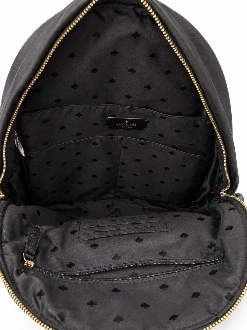 kate spade black nylon backpack with matching black wallet and gold hardware - Picture 7 of 11